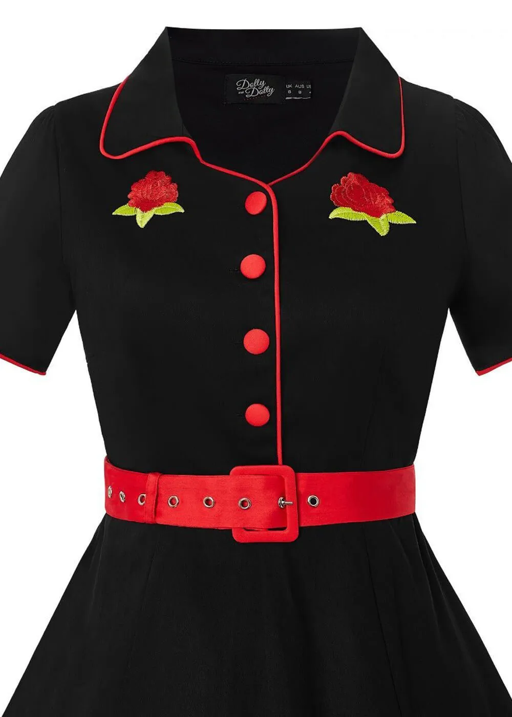 Dolly & Dotty Sherry Rockabilly Rose 50's Swing Dress Black