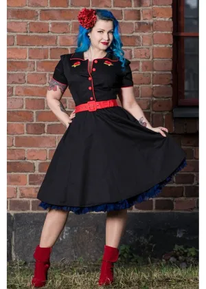 Dolly & Dotty Sherry Rockabilly Rose 50's Swing Dress Black