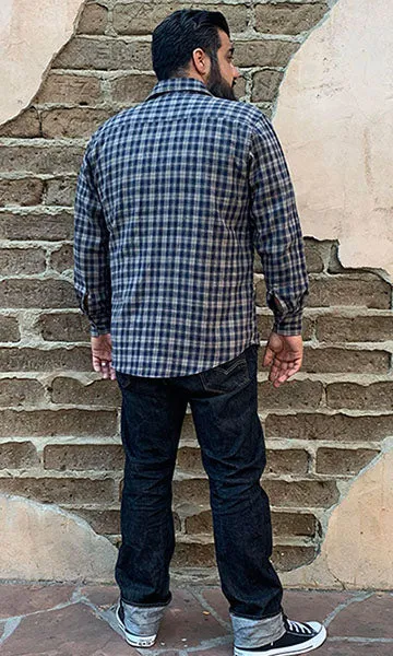 Don Muerto Long Sleeve Chevelle Shirt in Tan & Blue Flannel