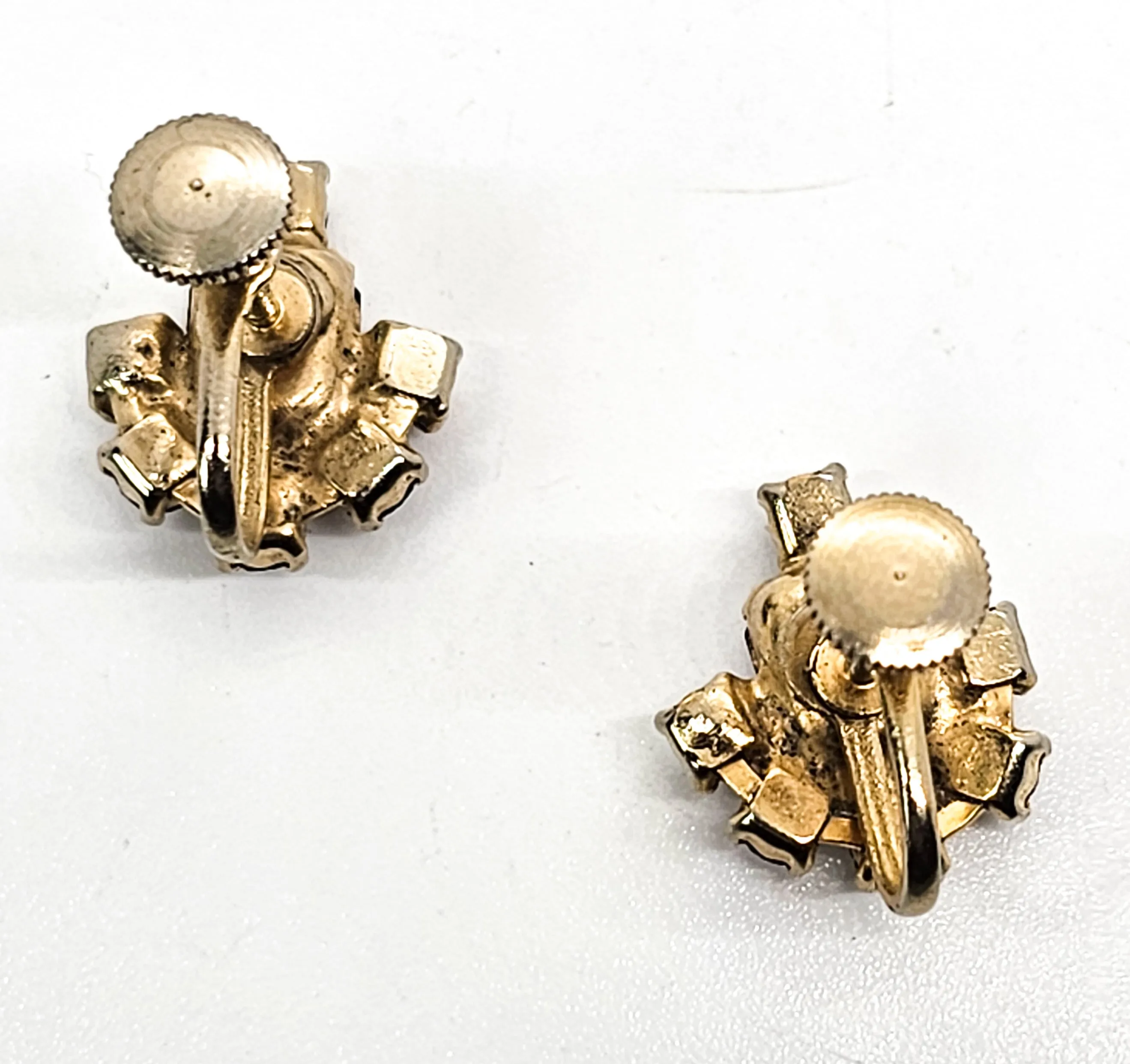 Double purple Royal and Lilac gold toned vintage screw back earrings mid century