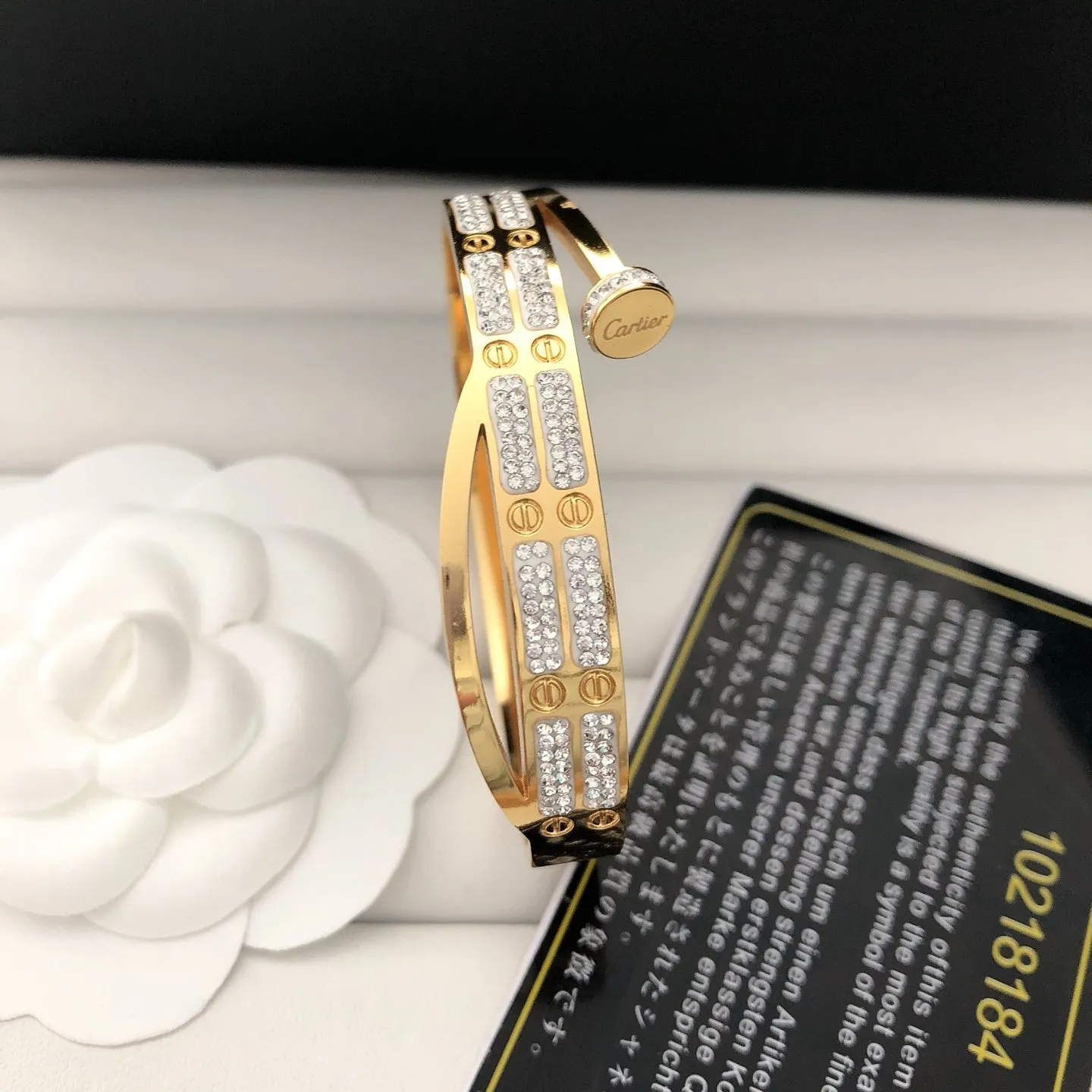 Double - Row Diamond Embellished Bangle
