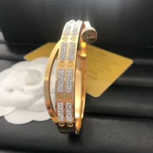 Double - Row Diamond Embellished Bangle