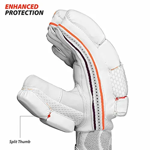 DSC Intense Shoc Leather Cricket Batting Gloves, Mens Right (White Turquoise)