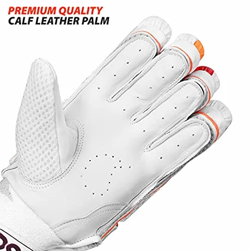 DSC Intense Shoc Leather Cricket Batting Gloves, Mens Right (White Turquoise)