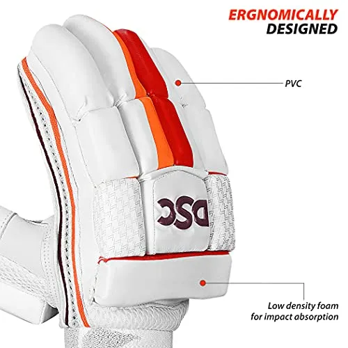 DSC Intense Shoc Leather Cricket Batting Gloves, Mens Right (White Turquoise)