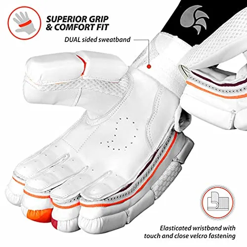 DSC Intense Shoc Leather Cricket Batting Gloves, Mens Right (White Turquoise)