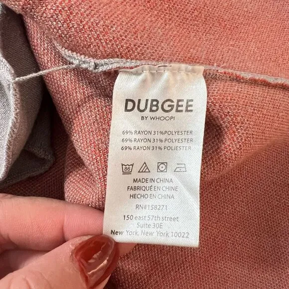 Dubgee by Whoopi Gray Orange Goldberg Long Logo Cardigan Size Medium