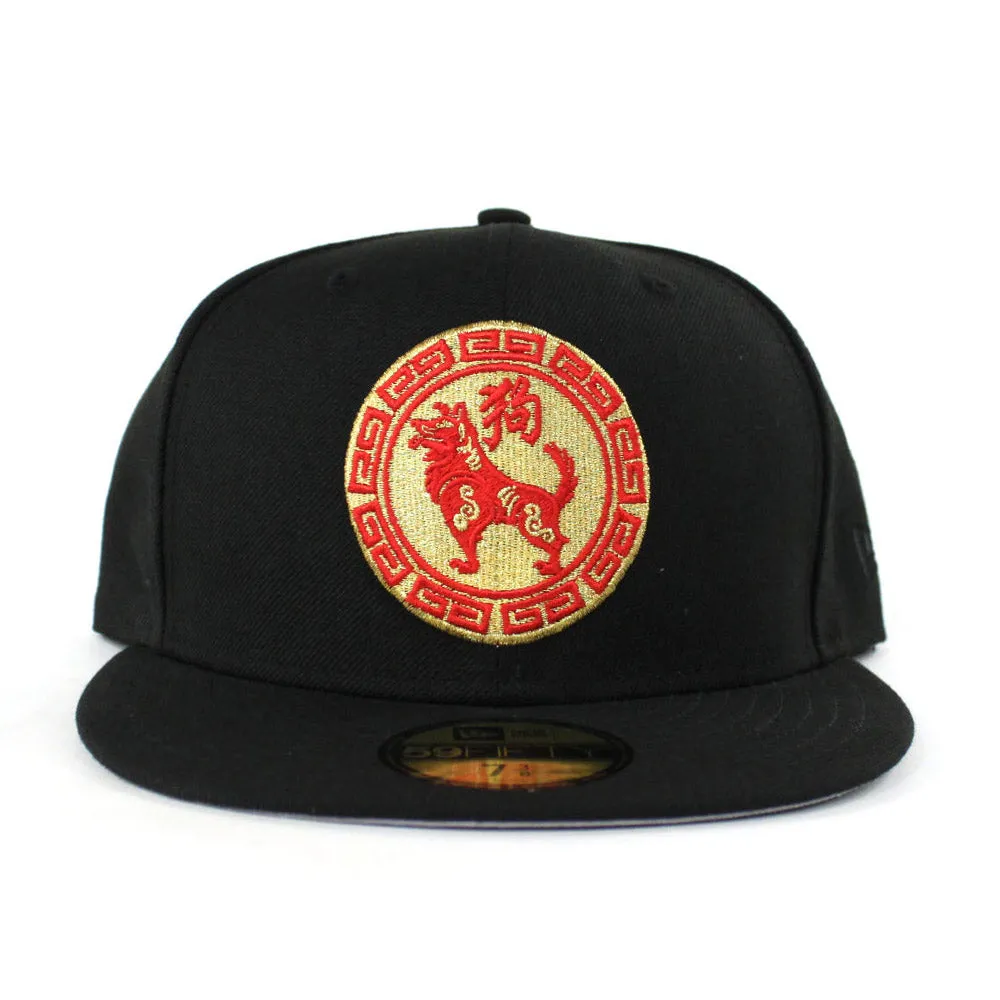 Dynasty Dog New Era 59Fifty Fitted Hats (Black Gray Under Brim)