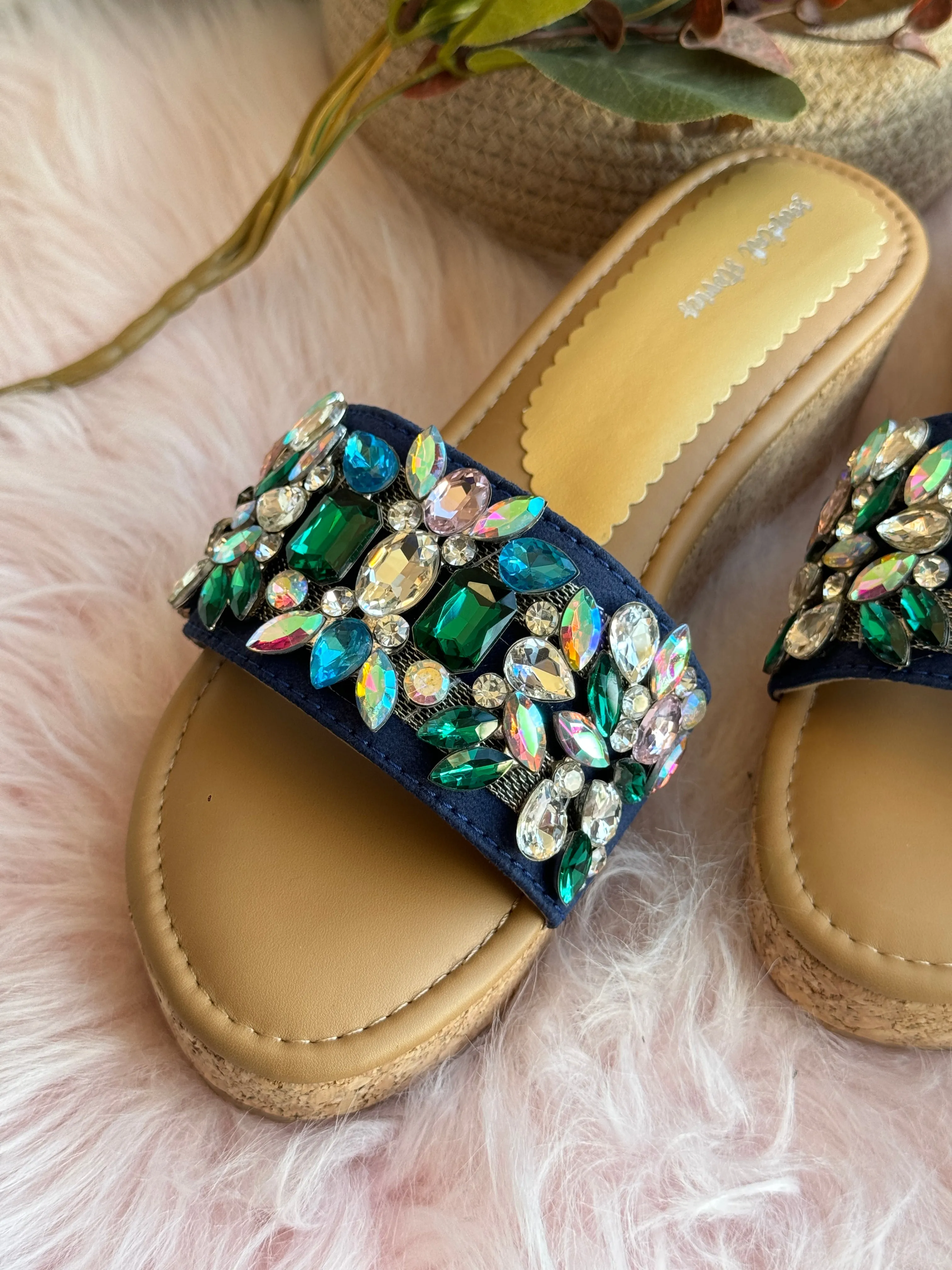 Elegant Crystal Embellished Wedge