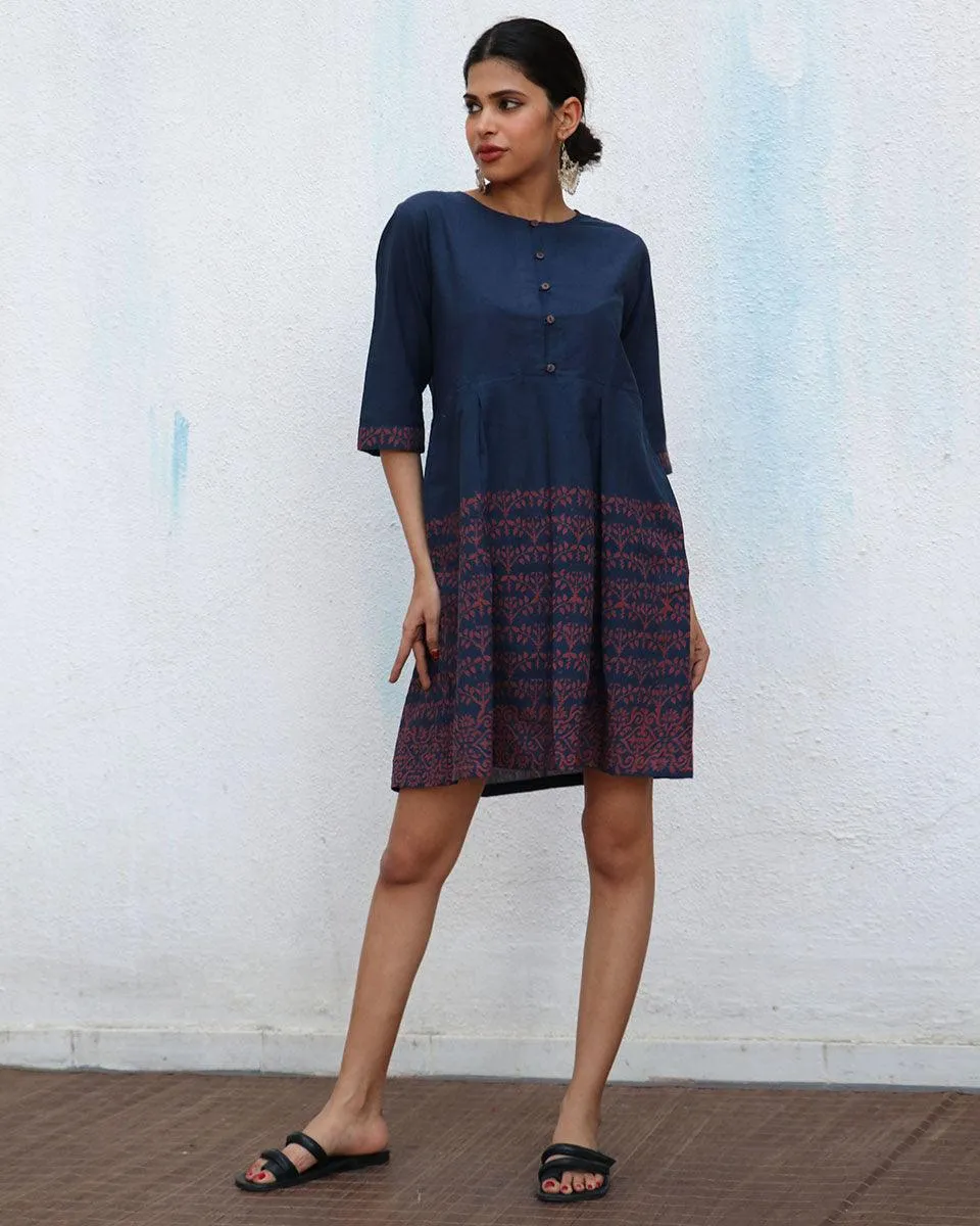 Elissa Blockprinted Cotton Dress - NOMAD