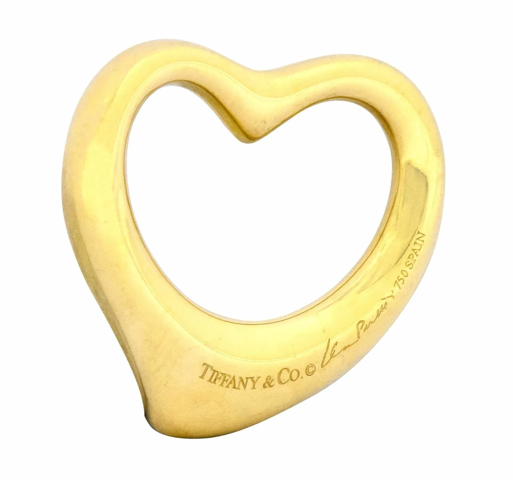 Elsa Peretti Tiffany & Co. Spain 18 Karat Gold 25MM Open Heart Pendant