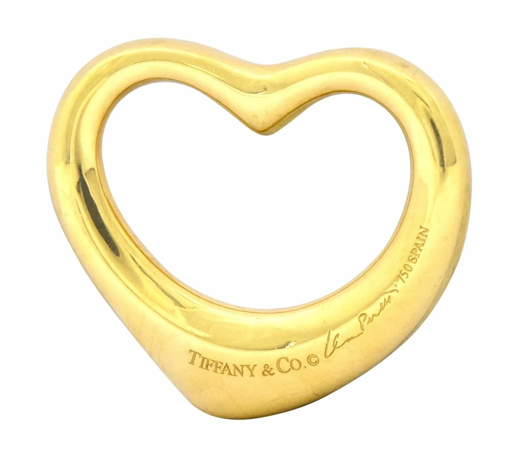 Elsa Peretti Tiffany & Co. Spain 18 Karat Gold 25MM Open Heart Pendant