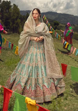 Embellished Organza Choli with Bridal Lehenga and Net Dupatta Pakistani Wedding Dress