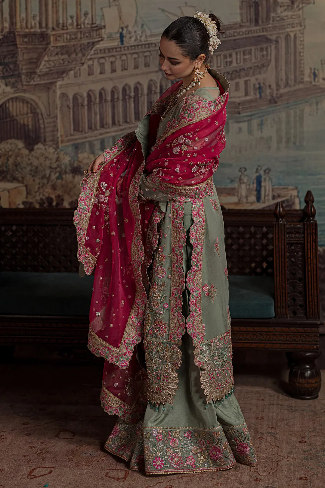 Embellished Pakistani Kameez and Wedding Sharara Dress
