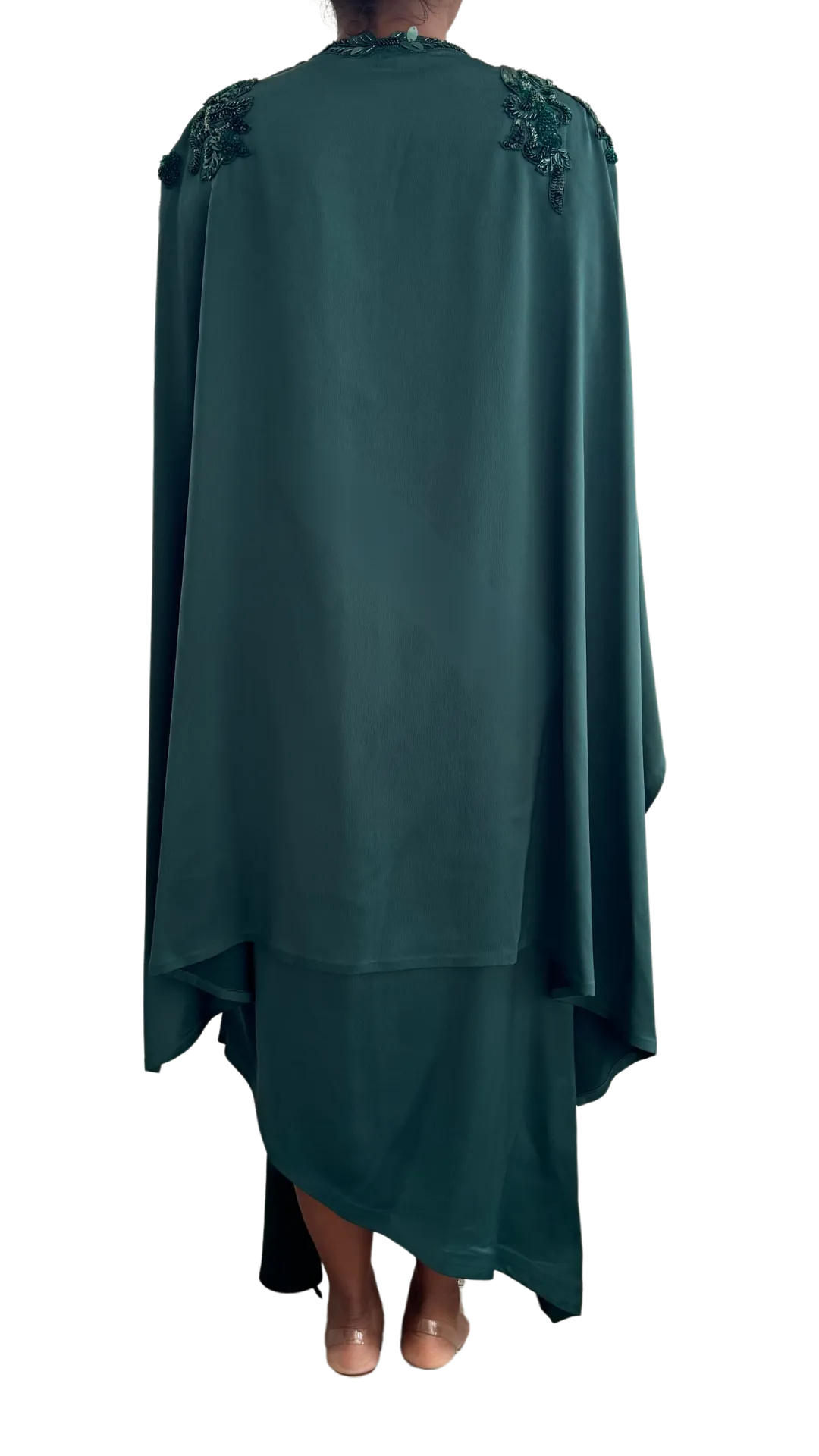 Emerald Green Embellished Draped Skirt Set