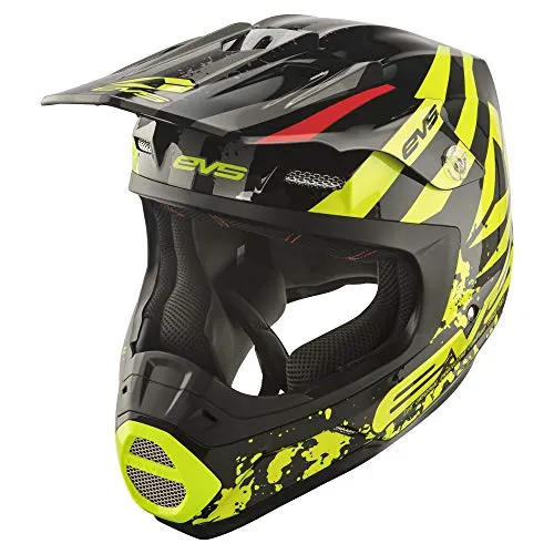 EVS Sports Unisex-Adult T5 Grappler Off Road Full Face Motorcycle Helmet (Black, Small)
