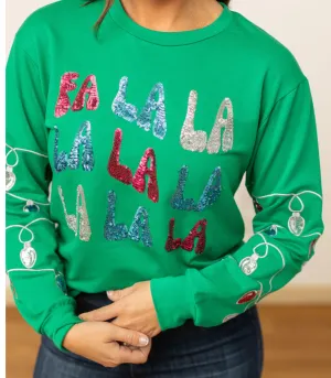 ***Fa La La La La Sequin Long Sleeved Top SAMPLE