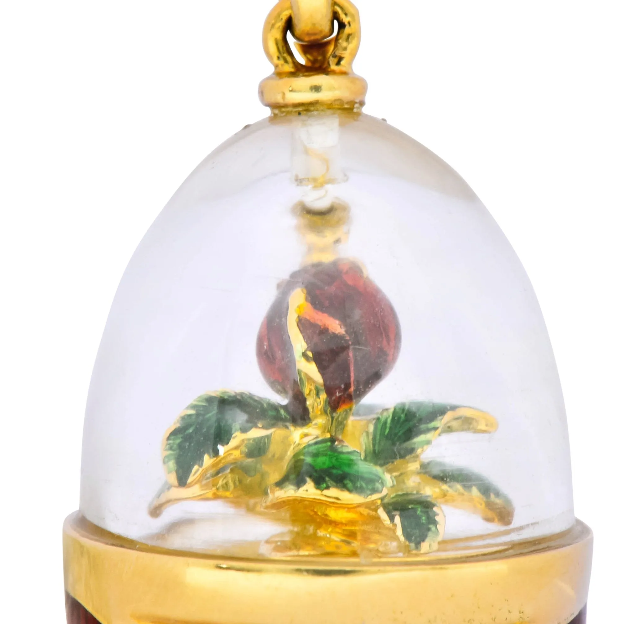 Faberge Enamel Egg Diamond 18 Karat Gold German Rose Flower Pendant