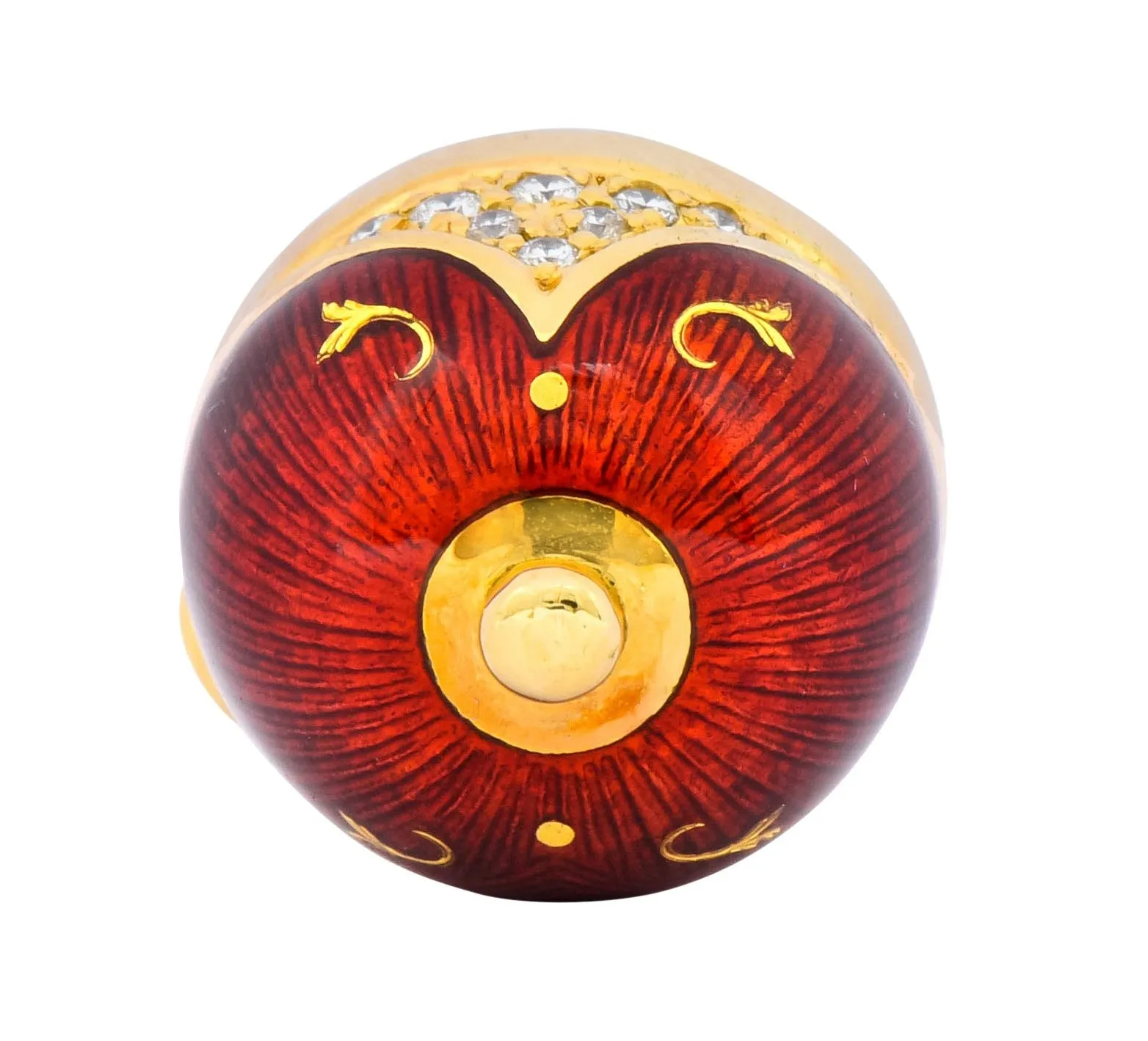 Faberge Enamel Egg Diamond 18 Karat Gold German Rose Flower Pendant