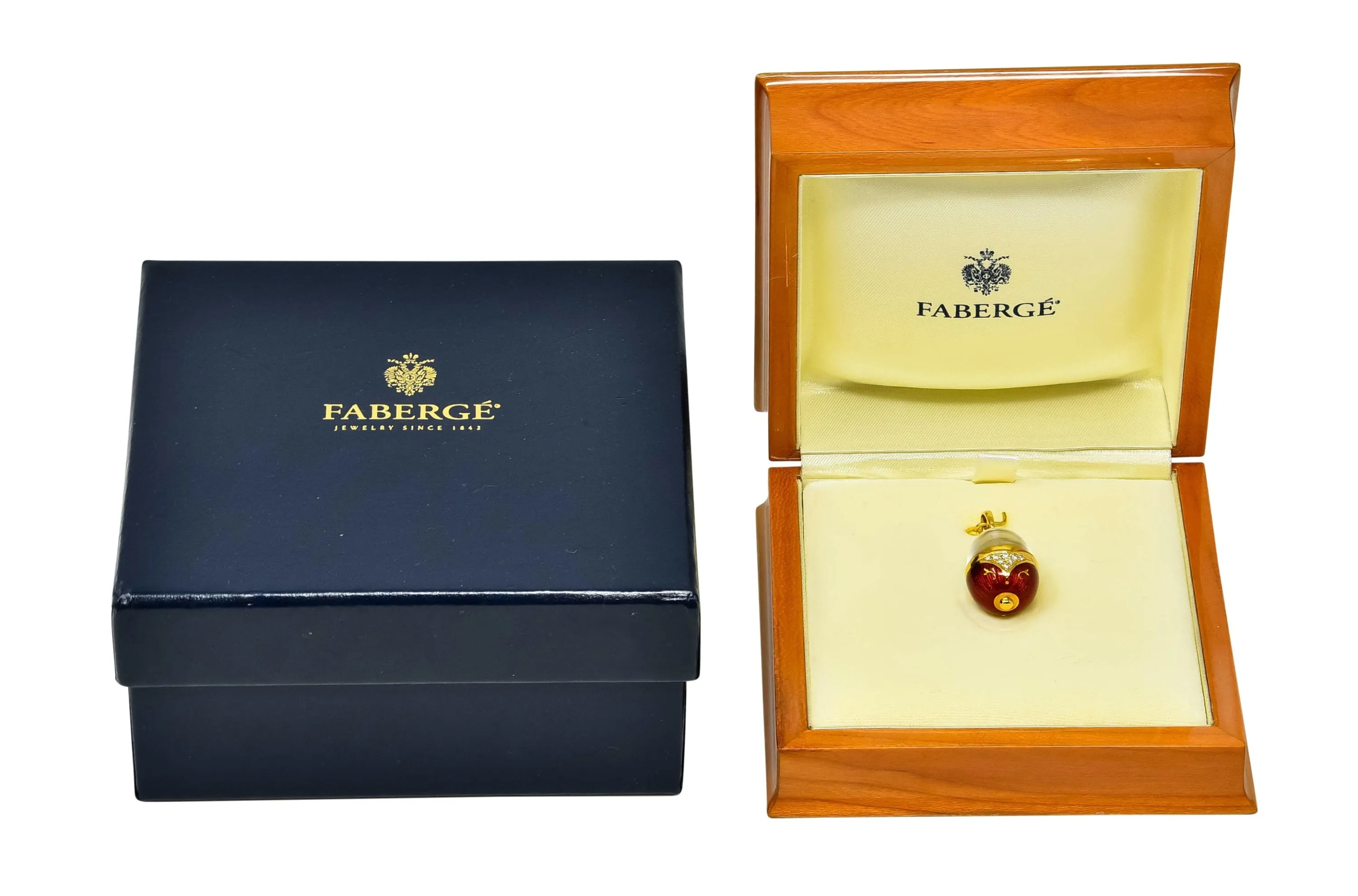 Faberge Enamel Egg Diamond 18 Karat Gold German Rose Flower Pendant