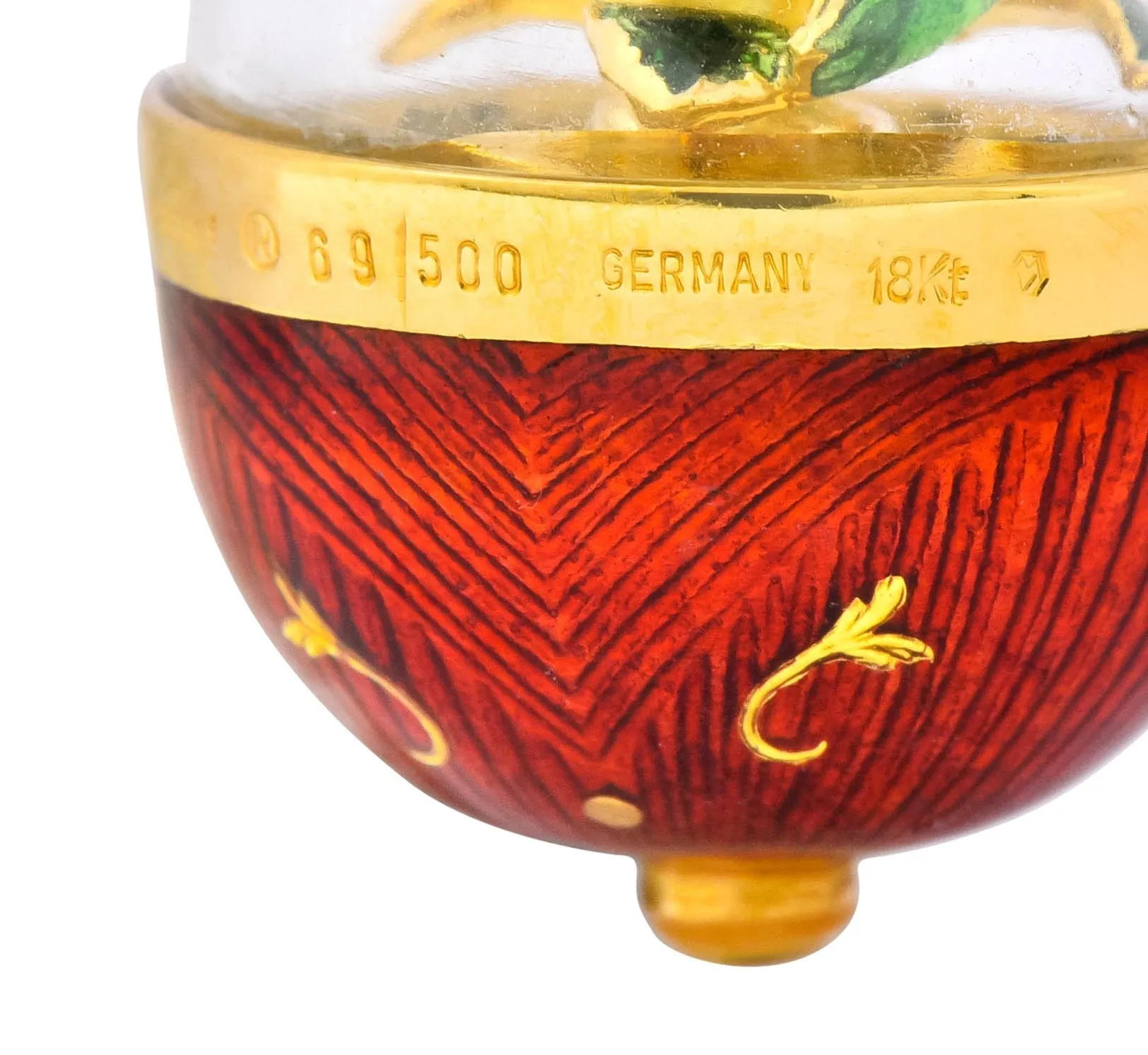 Faberge Enamel Egg Diamond 18 Karat Gold German Rose Flower Pendant