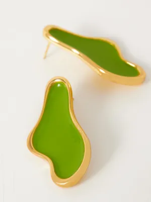 Fashion Jewelry-18k Gold Plated-Earrings-Ibiza-Lime Green-RIVA1019_G-Fashion Edit Voyce
