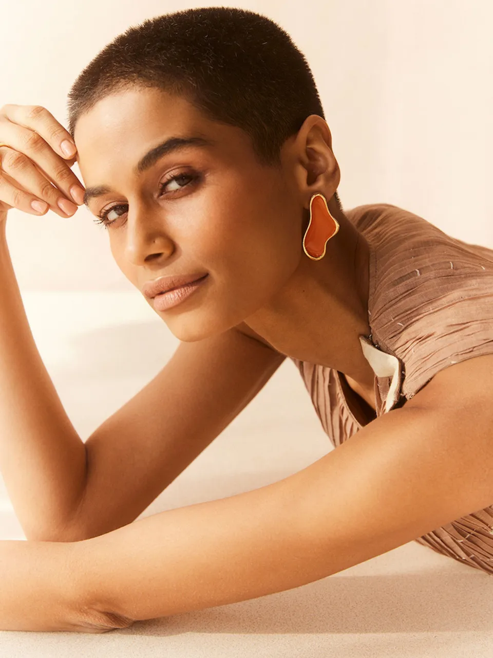 Fashion Jewelry-18k Gold Plated-Earrings-Ibiza-Orange Coral-RIVA1019_O-Fashion Edit Voyce