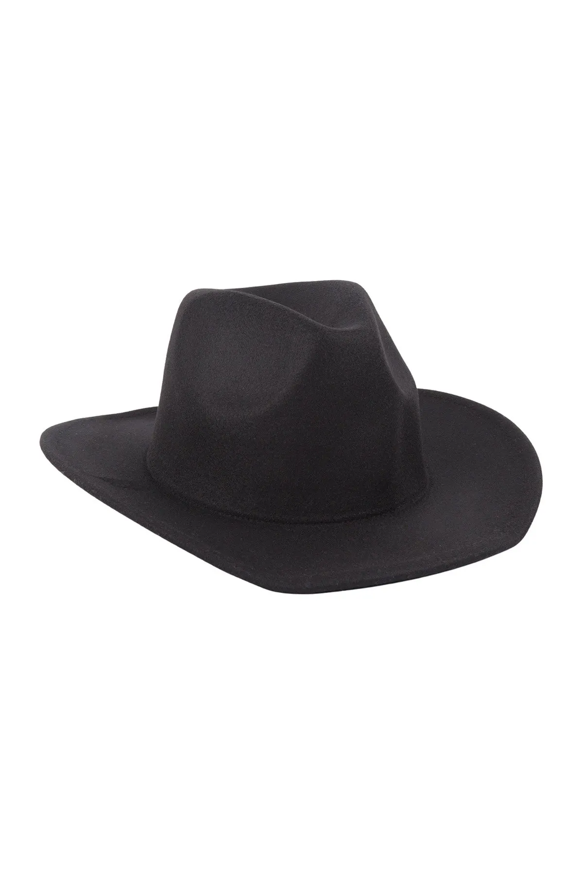 Felt Fashion Brim Hat Black - Pack of 6