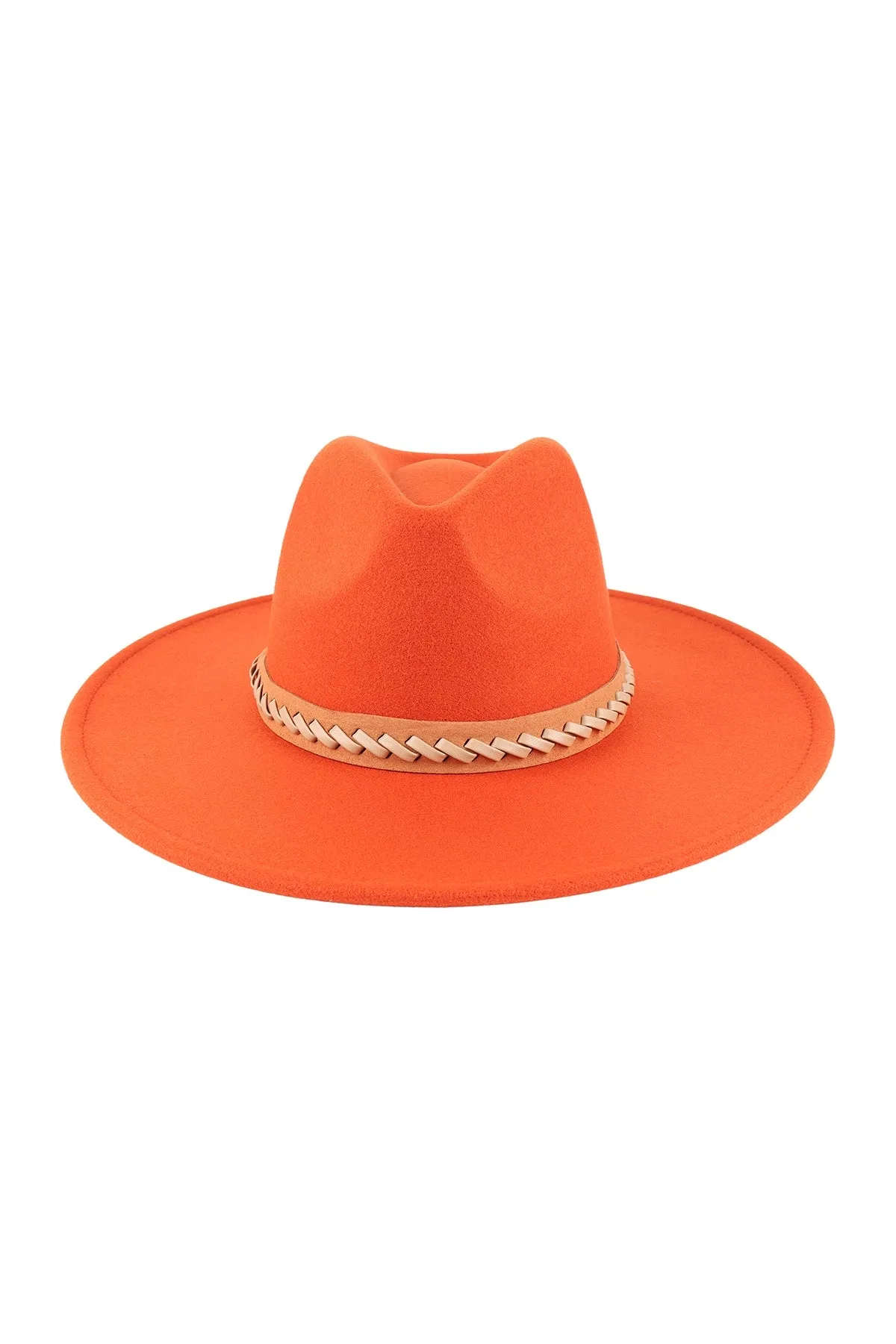 Felt Fashion Brim Hat with Leather Braided Brick - Pack of 6