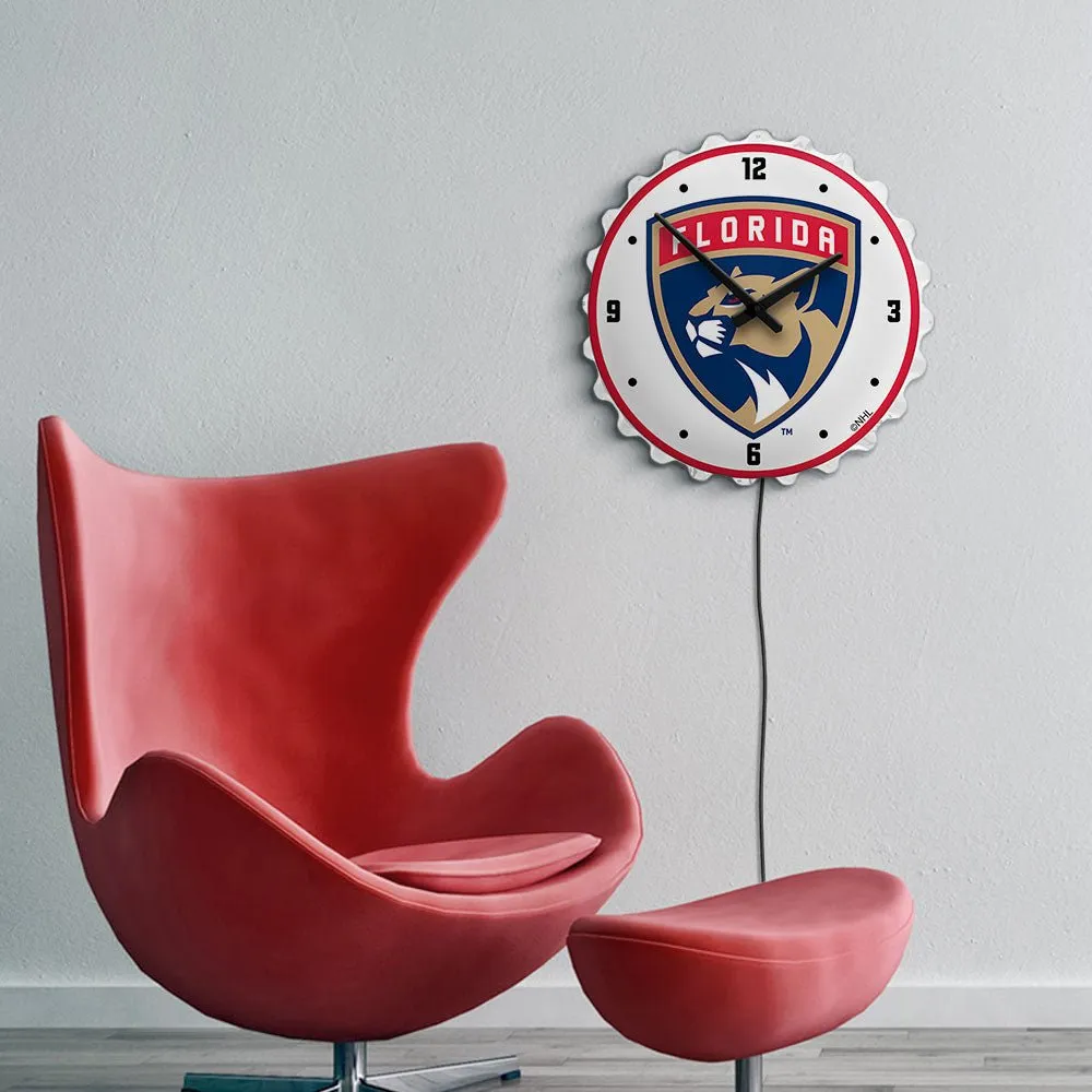 Florida Panthers: Bottle Cap Lighted Wall Clock