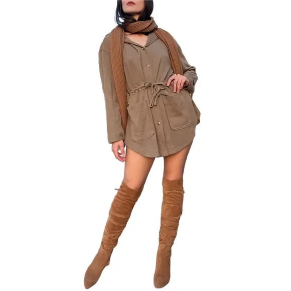 Free People Beach Relaxed Fit Cotton Knit Oversized Cardigan Tunic Mini Dress XS