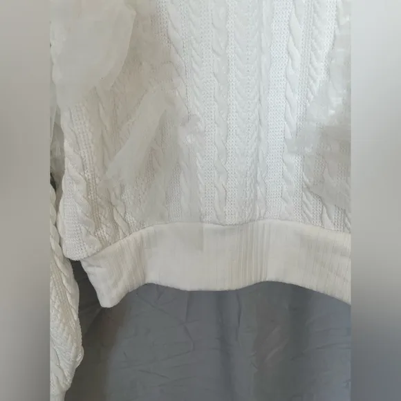 Free People white ruffle sweater XL