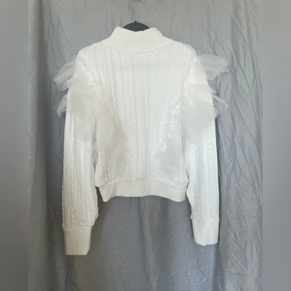 Free People white ruffle sweater XL