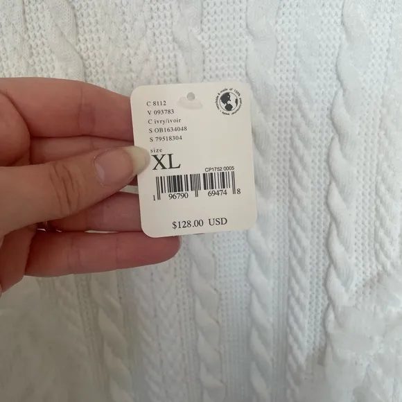 Free People white ruffle sweater XL