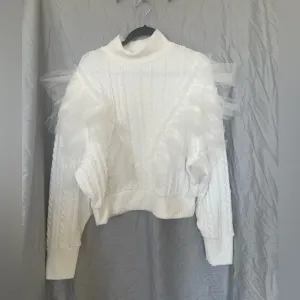 Free People white ruffle sweater XL