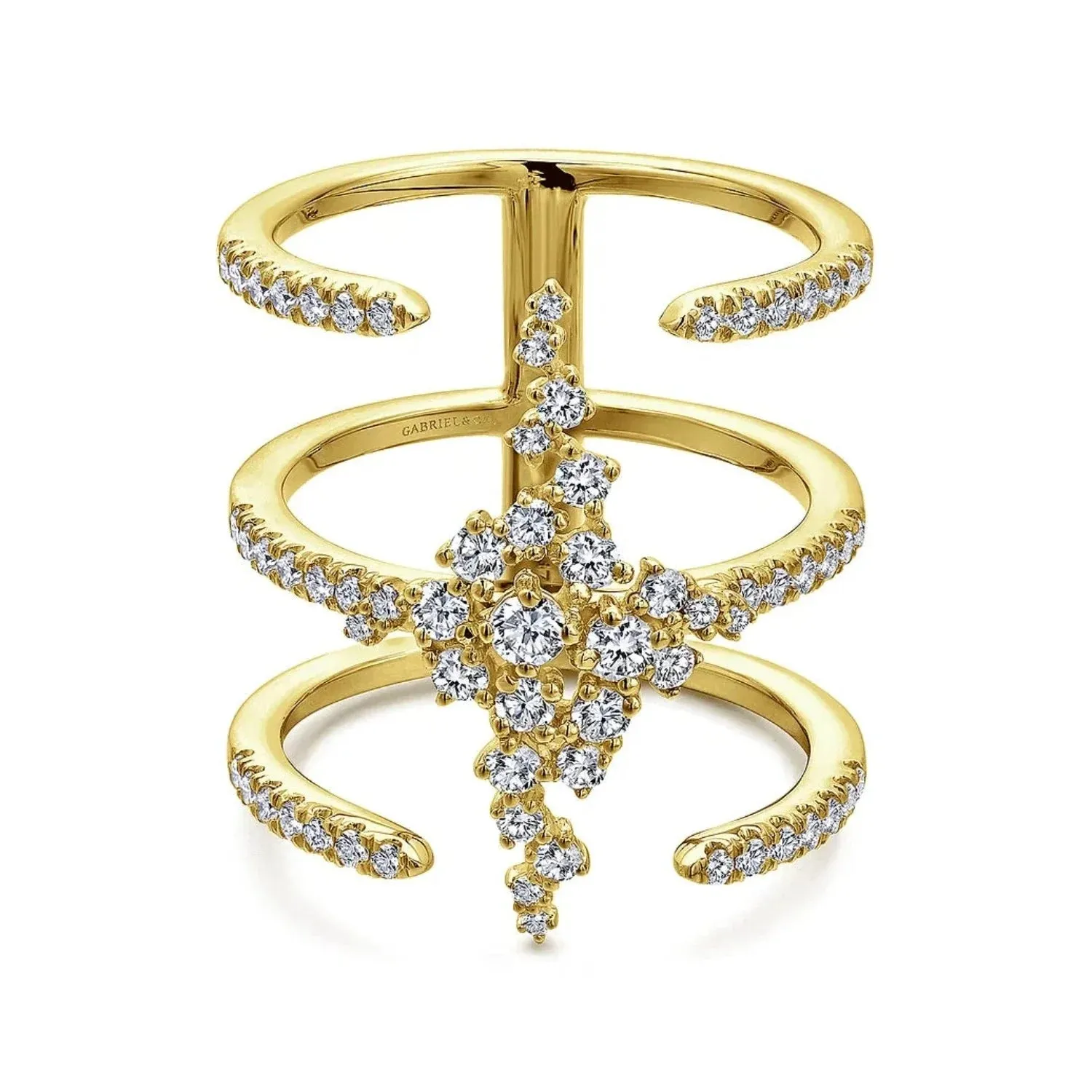 Gabriel & Co. Contemporary Wide Diamond Three Layer Ring