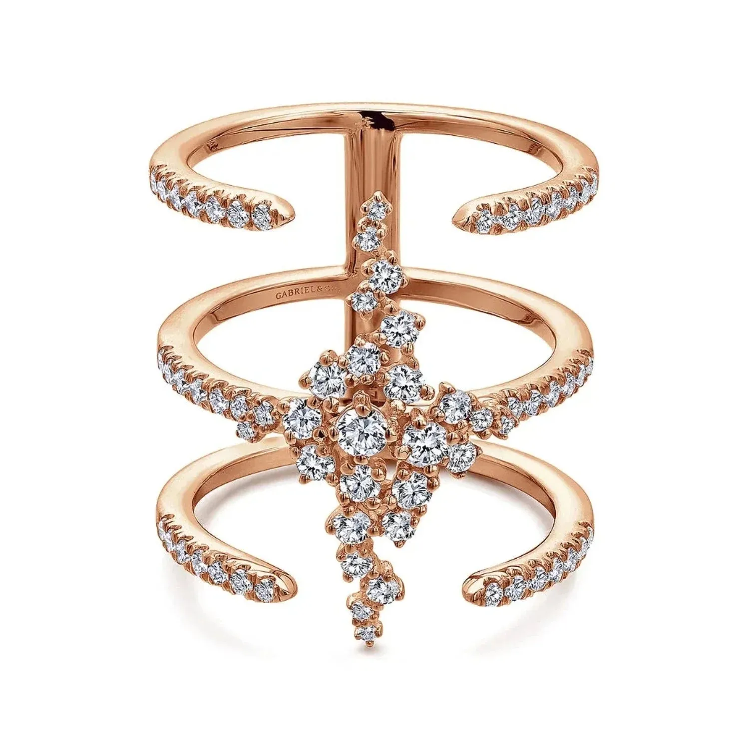 Gabriel & Co. Contemporary Wide Diamond Three Layer Ring
