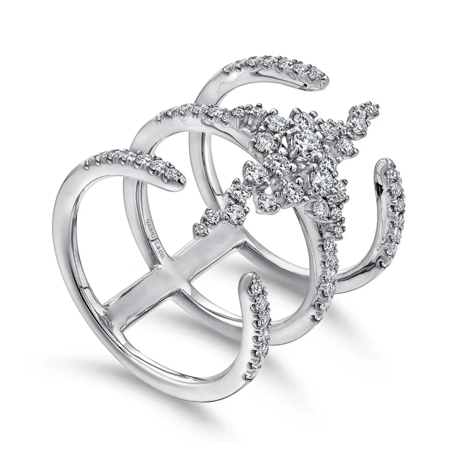 Gabriel & Co. Contemporary Wide Diamond Three Layer Ring