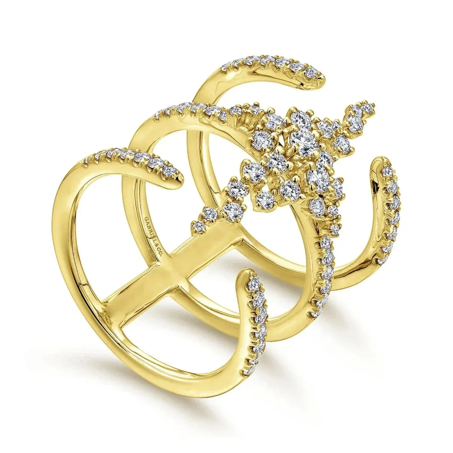 Gabriel & Co. Contemporary Wide Diamond Three Layer Ring