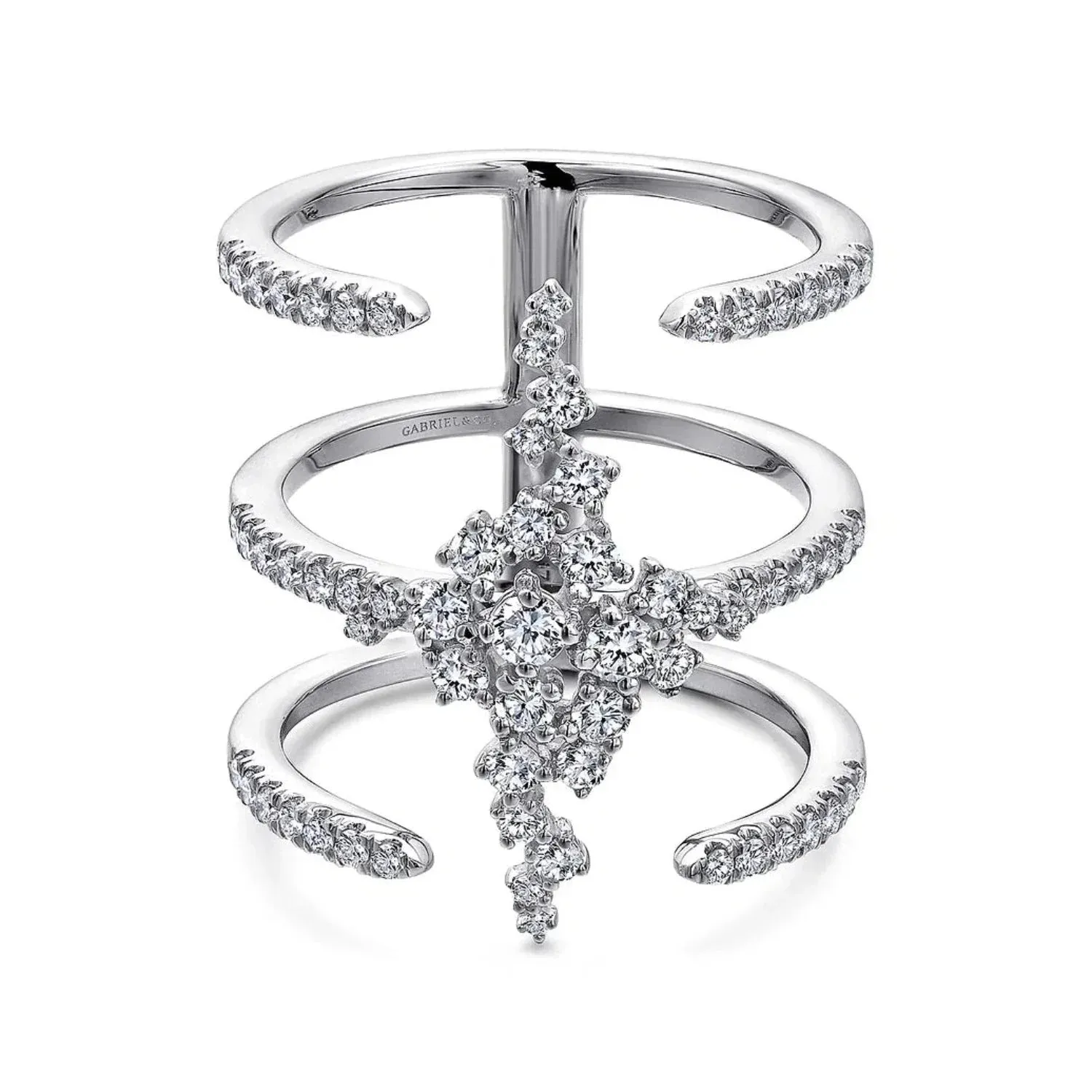 Gabriel & Co. Contemporary Wide Diamond Three Layer Ring
