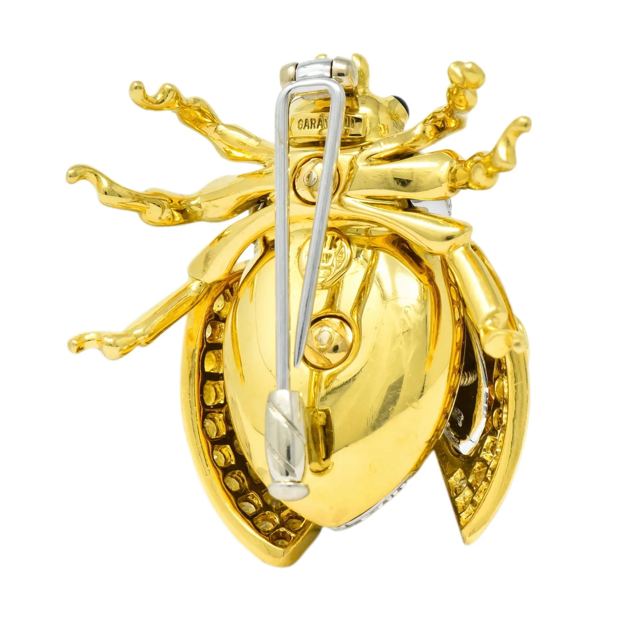 Garavelli 4.80 CTW Yellow Sapphire Diamond Enamel 18 Karat Gold Ladybug Brooch
