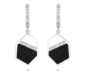 Geometric Leather Inlay Earrings
