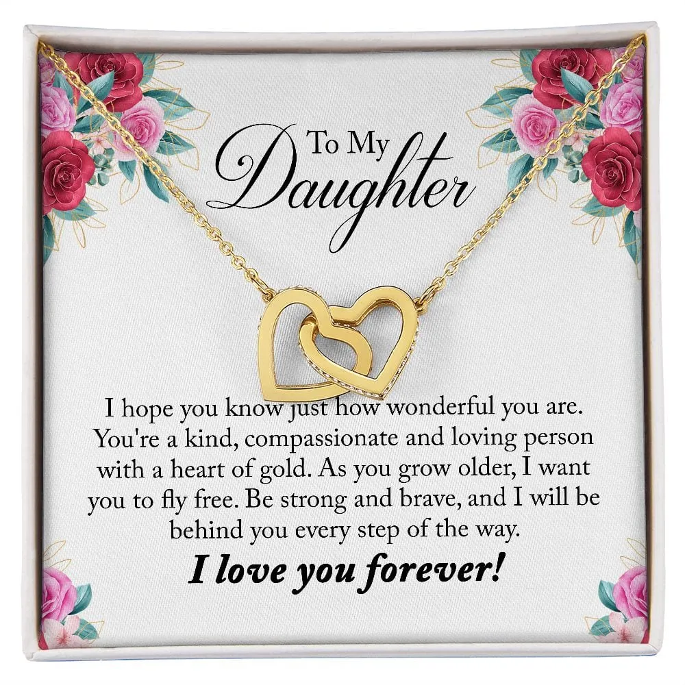 Gift For Daughter - You Are Wonderful -  Interlocking Hearts Necklace Message Card - Gift For Birthday, Christmas From Dad, Mom