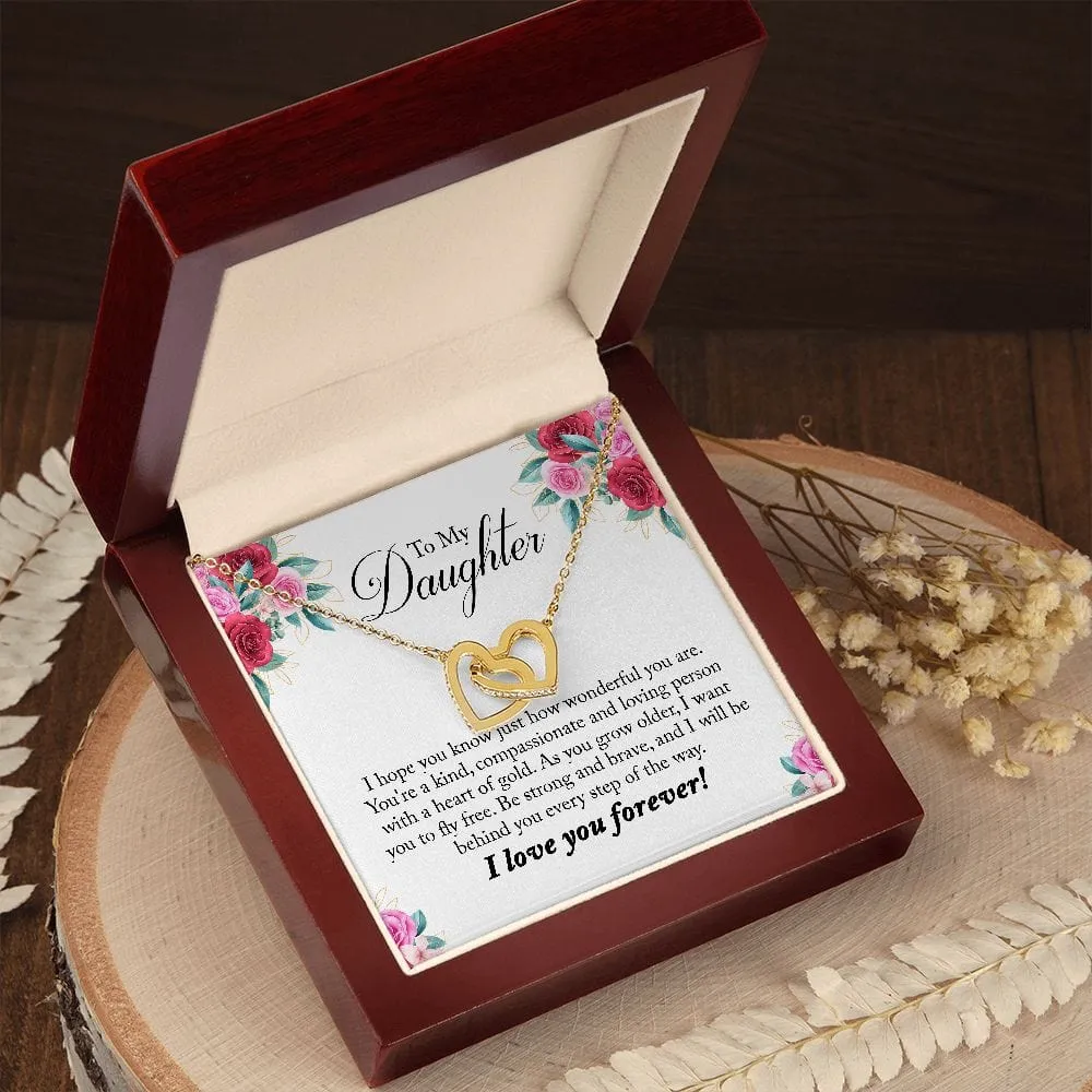 Gift For Daughter - You Are Wonderful -  Interlocking Hearts Necklace Message Card - Gift For Birthday, Christmas From Dad, Mom