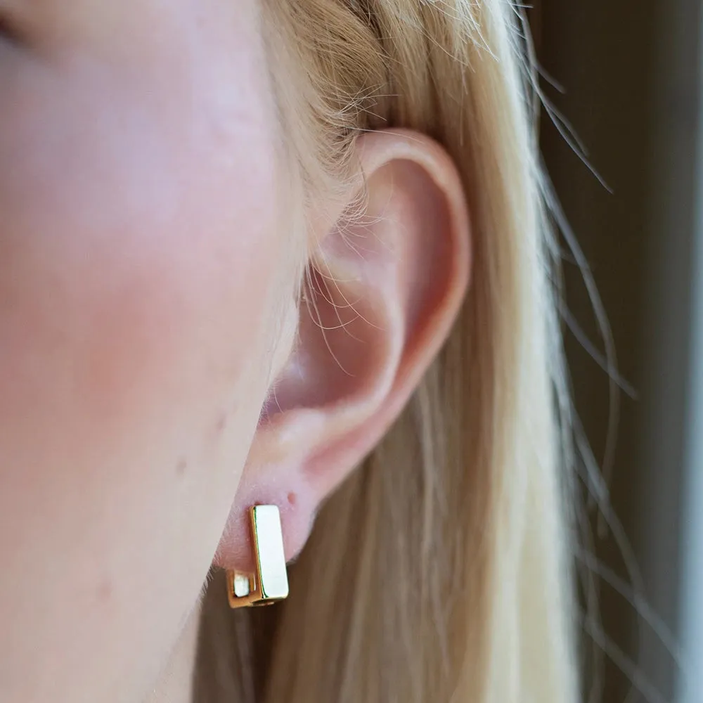 Gilded Earrings - Rectangle Huggies