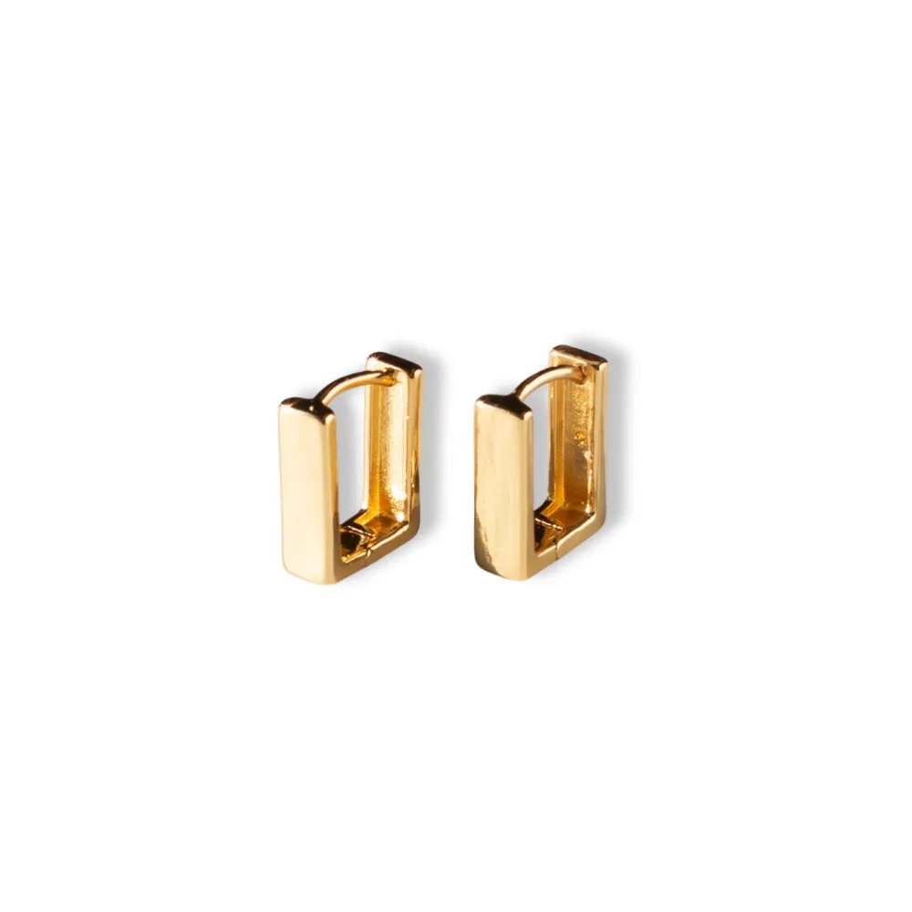 Gilded Earrings - Rectangle Huggies