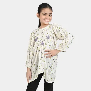 Girls Cotton Viscose Casual Top Lavender-White