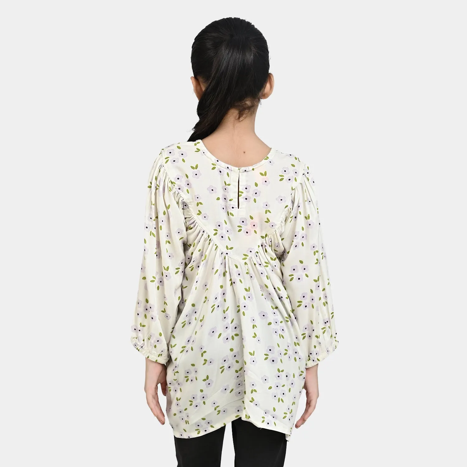 Girls Cotton Viscose Casual Top Lavender-White