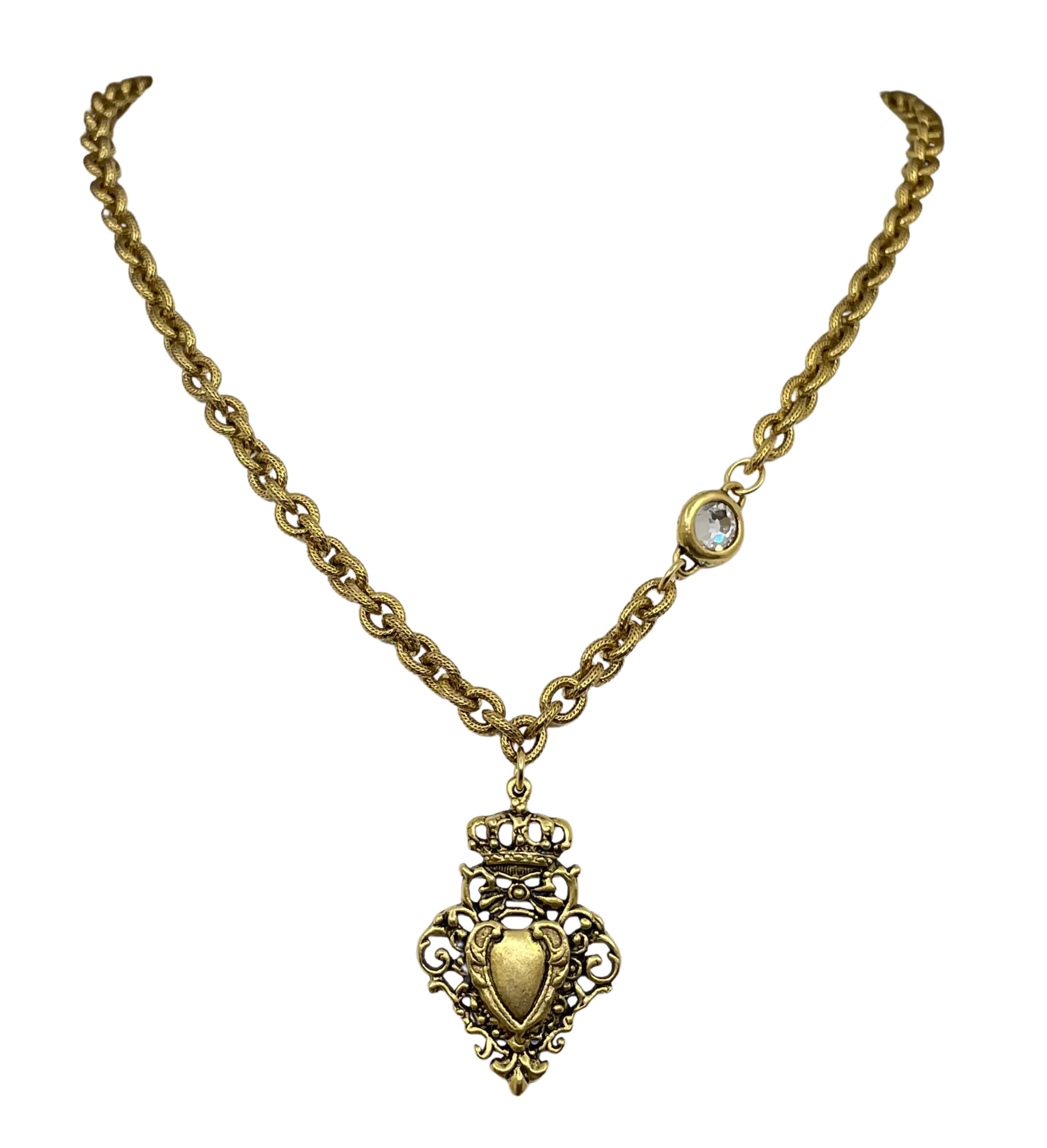 Gold Plated 18" Chain with Gold Queen of Hearts Pendant