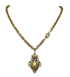 Gold Plated 18" Chain with Gold Queen of Hearts Pendant